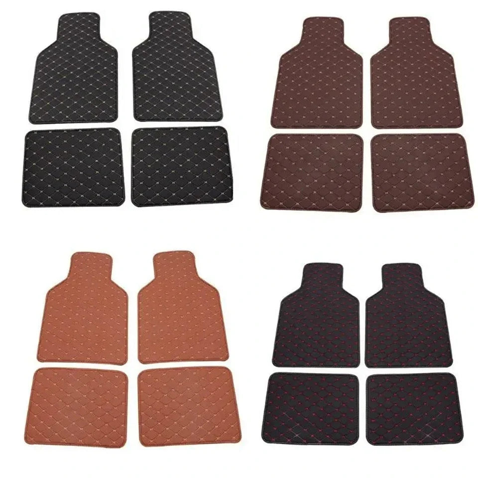 4-teiliges universelles PU-Leder Autoschalenmatten-Set – Vorder- & Rückfußmatten für Auto, LKW & SUV Kaufschwan®