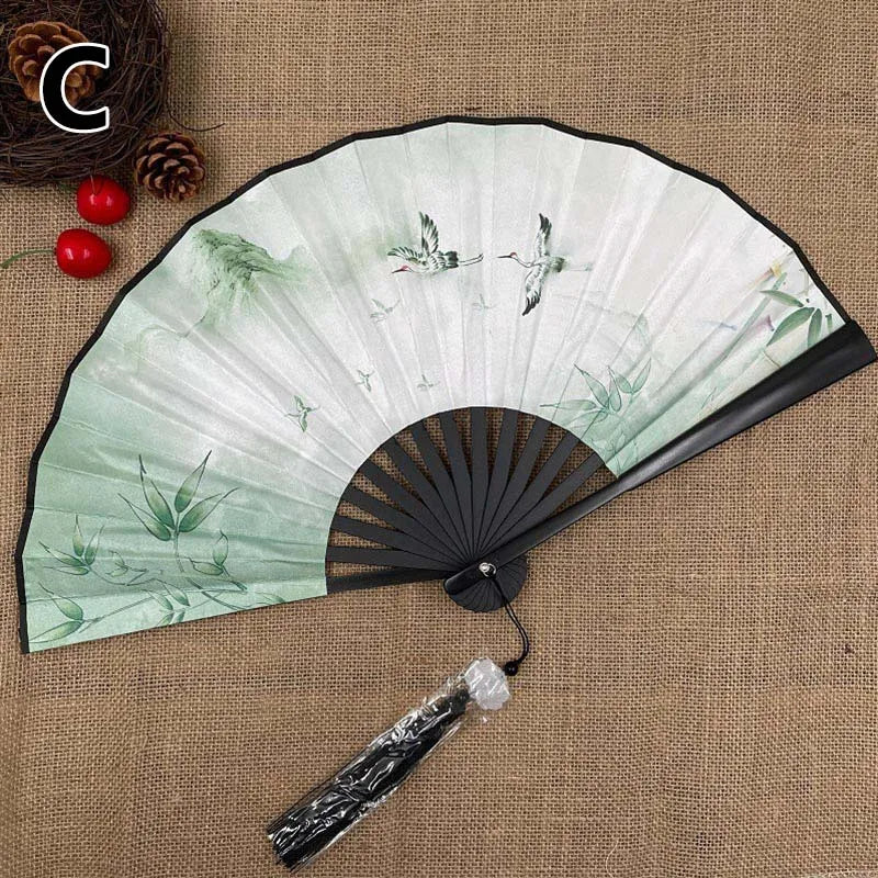 Retro Drachen Faltfächer | Beidseitiger Seidenstoff Handfächer | 8-Zoll Tragbarer Chinesischer Hanfu Fächer für Damen & Herren Kaufschwan® Design 6