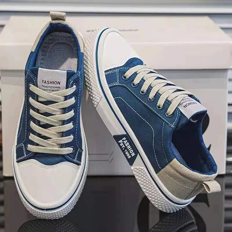 Herren Canvas Schuhe in Großen Größen – Atmungsaktive Slip-On Sneaker | Bequeme Sommer Freizeitschuhe mit Rutschfester Gummisohle Kaufschwan® Blau 37