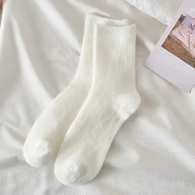 1-12 Paare Damen Herbst Winter Dicke Warme Mittellange Socken | Modische Macaron Farbige Flauschige Bequeme Freizeit Socken Kaufschwan®
