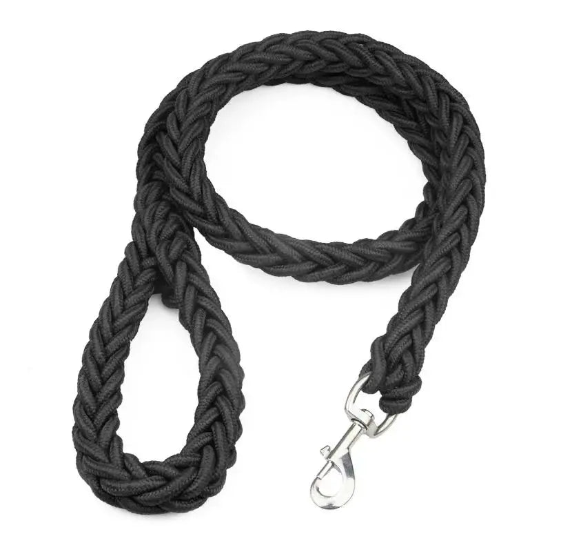 Geflochtene Nylon Hundeleine Stark Dicke Führleine für Große Hunde Bulldog Rottweiler Kaufschwan® Schwarz