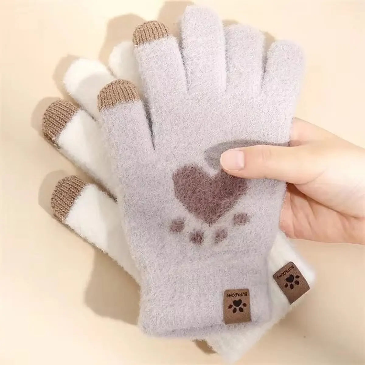 Damen Winter Pfoten Handschuhe – Flauschige Warme Strickhandschuhe | Touchscreen Vollfinger Fäustlinge für Kaltes Wetter Kaufschwan®