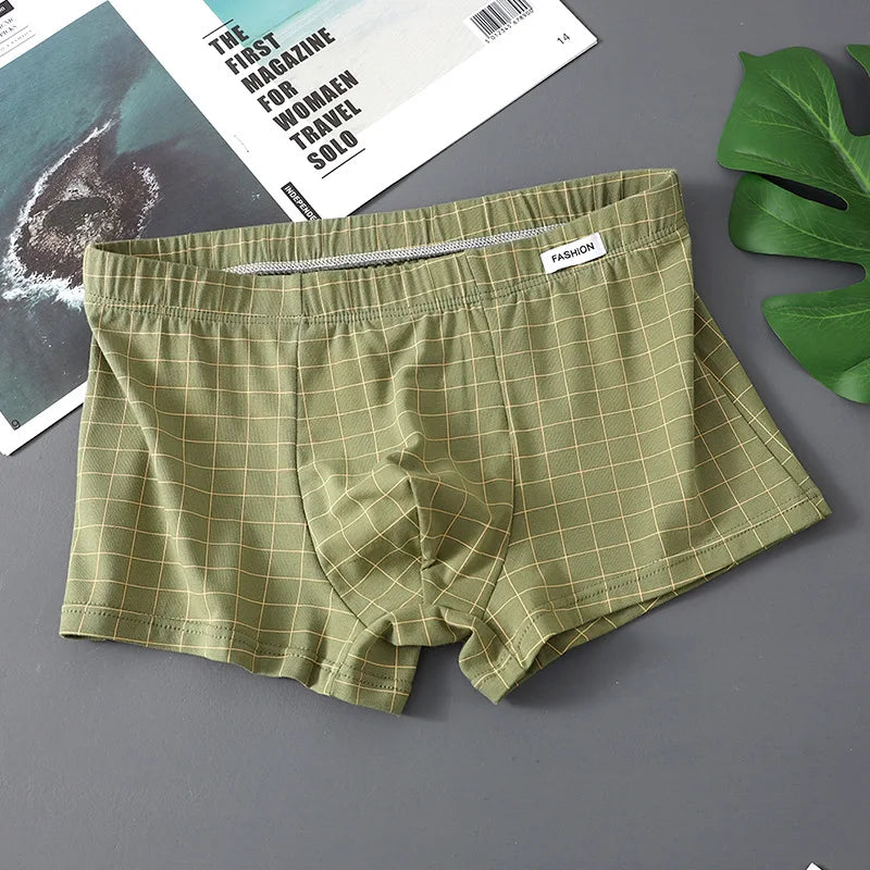 3er-Pack Herren Boxershorts aus Baumwolle | Atmungsaktive Kariert Boxershorts | Bequeme Unterwäsche | Größen M–3XL Kaufschwan® Armeegrün M