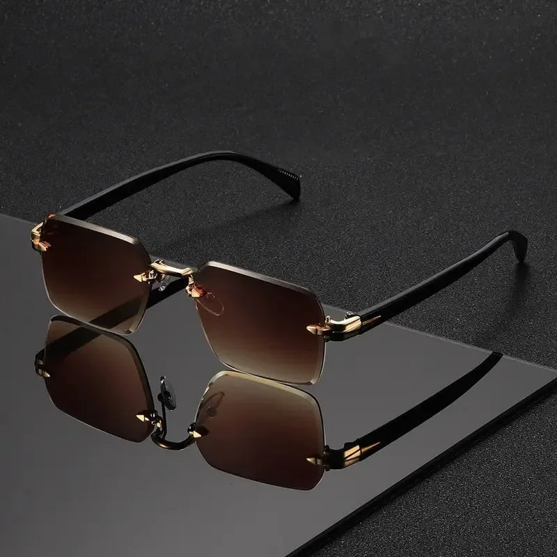 Randlose Rechteckige Sonnenbrille – Kleine Eckige Sonnenbrille für Damen und Herren, ideal für Sommer, Reisen und Alltag Kaufschwan®