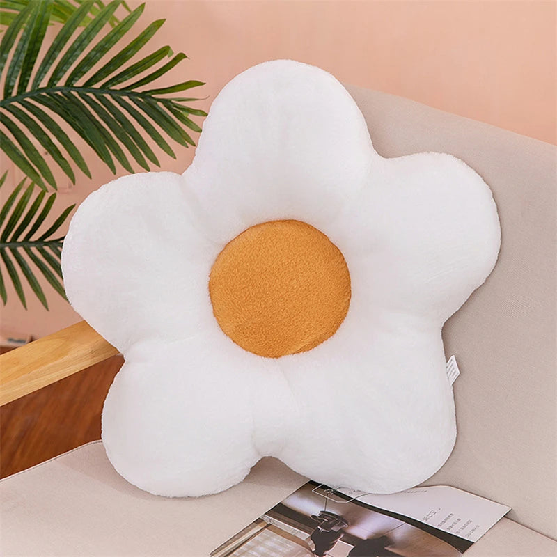 Gefülltes Fünf-Blütenblatt Kissen | Süßes Sonnenblumen Plüschkissen | Dekoration fürs Mädchenzimmer & Fensterbank | Rosa Sitzkissen Kaufschwan® Weiß - 30cm
