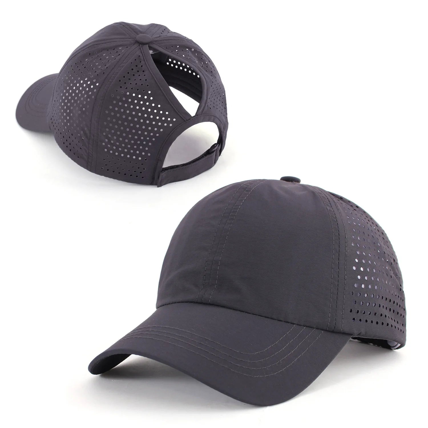 Schnelltrocknender Tongue Hat | Damen & Herren Mesh Atmungsaktive Sommerkappe | UV-Schutz & Ponytail-freundlich Verstellbar Kaufschwan® dunkelgrau