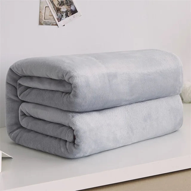 Korallfleece Flanell Decke – Weiche, warme und leichte Bettdecke, Sofabezug, Einfarbig Blau & Rosa Kariert Kunstpelz