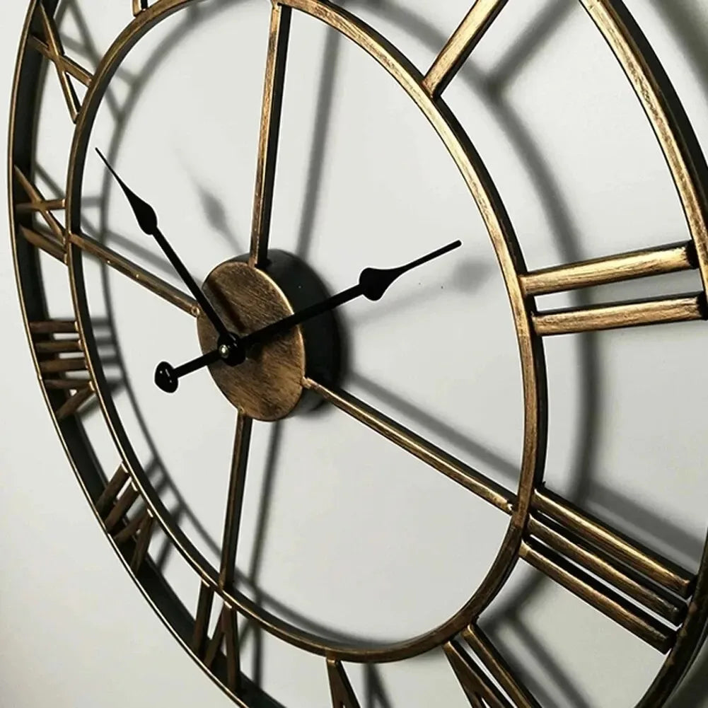 3D Römische Zahlen Metall Wanduhr – Leise Nordische Retro Deko Uhr Kaufschwan®