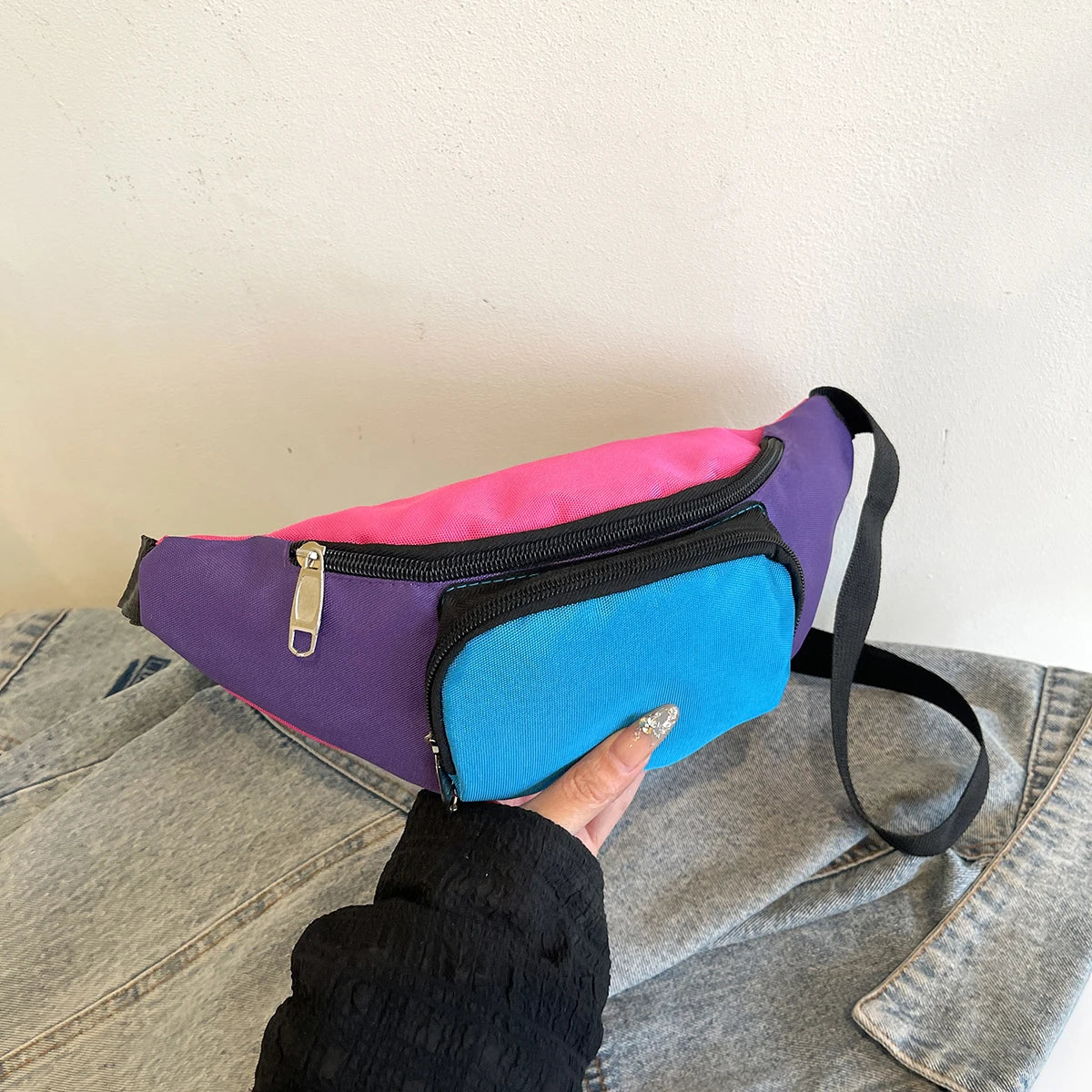 Unisex Ultra-Dünne Gürteltasche – Anti-Diebstahl Running Belt Bag | Unsichtbare Leichte Hüfttasche für Sport, Reisen & Outdoor Kaufschwan® Lila-Blau-Pink Mix