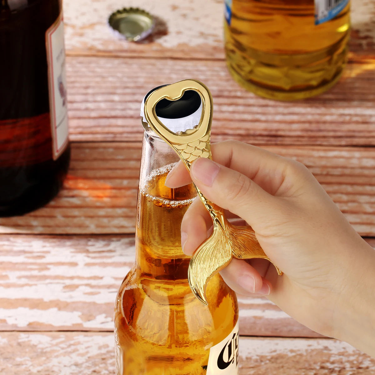 Fischschwanz Bierflaschenöffner aus Metall – Luxuriöser Korkenzieher für Angler Kaufschwan®