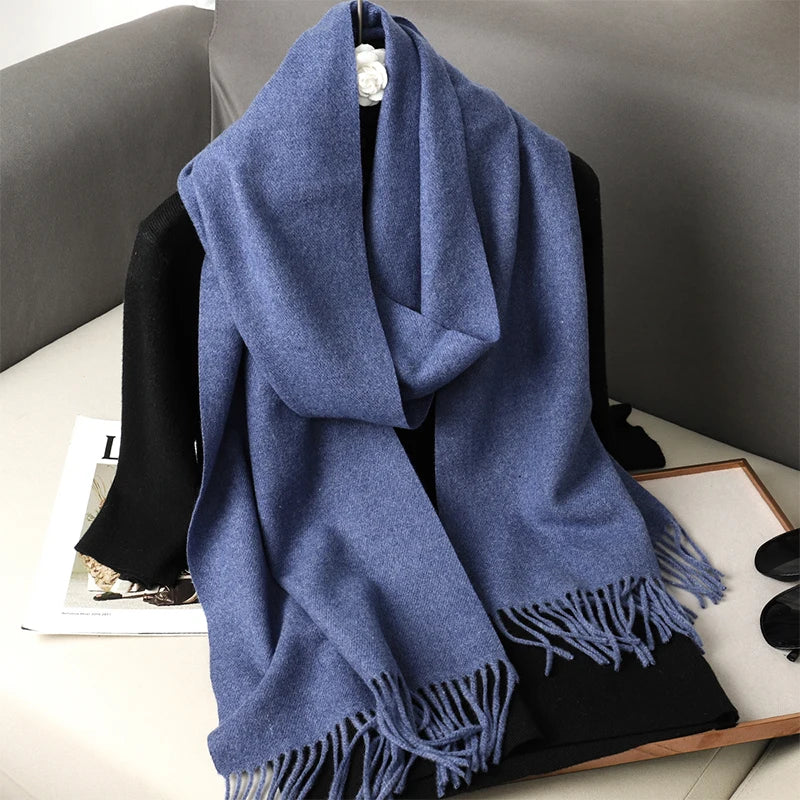 Bunte Winter Schals für Damen | Langer Kaschmir-Optik Wärmeschal | Einfarbig Hijab, Umschlagtuch & Pashmina Kopftuch