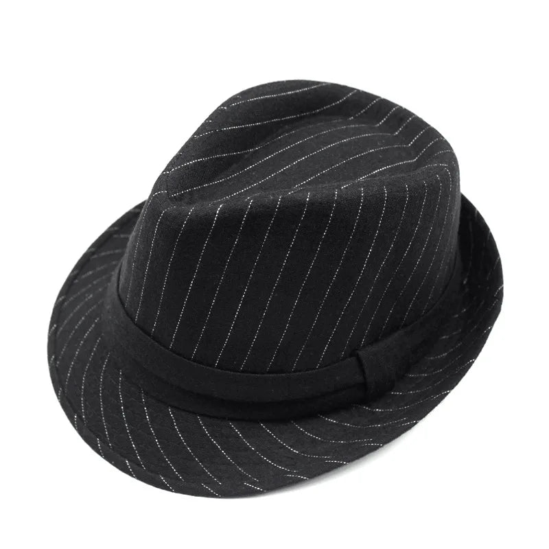 Herbst & Winter Herren British Wollhut – Retro gestreifter Jazzhut, Vielseitiger Hut für Männer mittleren und höheren Alters Kaufschwan® Schwarz