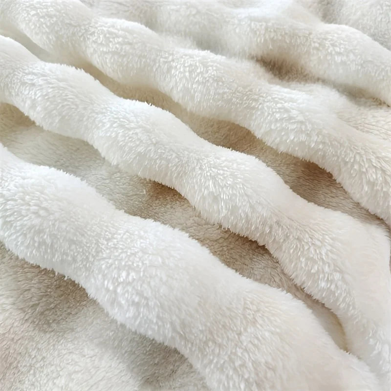Luxuriöse Kunstkaninchenfell Decke – Weicher, dicker und warmer Überwurf für alle Jahreszeiten, vielseitig für Sofa, Schal, Reisen & Geschenk Kaufschwan®