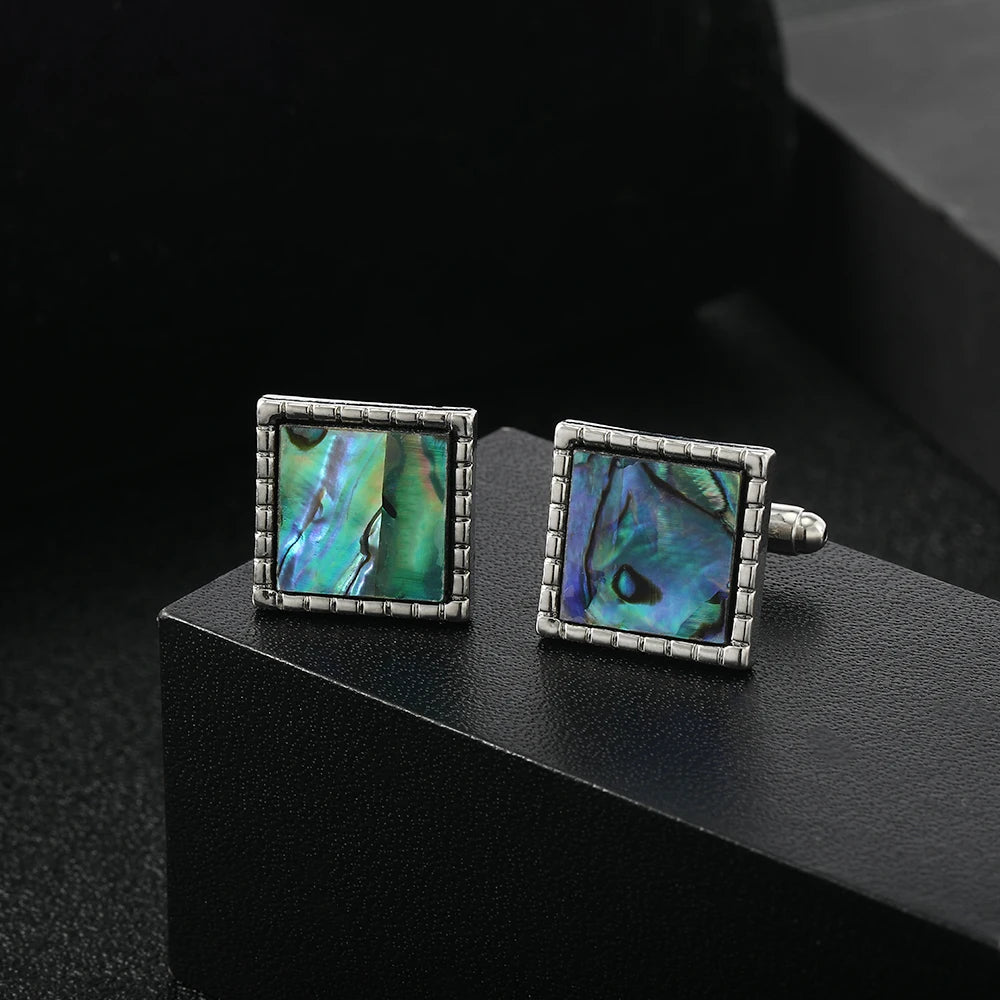 Herren Manschettenknöpfe mit Abalone Muschel – Rechteckiges Design | Eleganter Schmuck für Hochzeit, Party & Geschenk für Vater oder Ehemann Kaufschwan®
