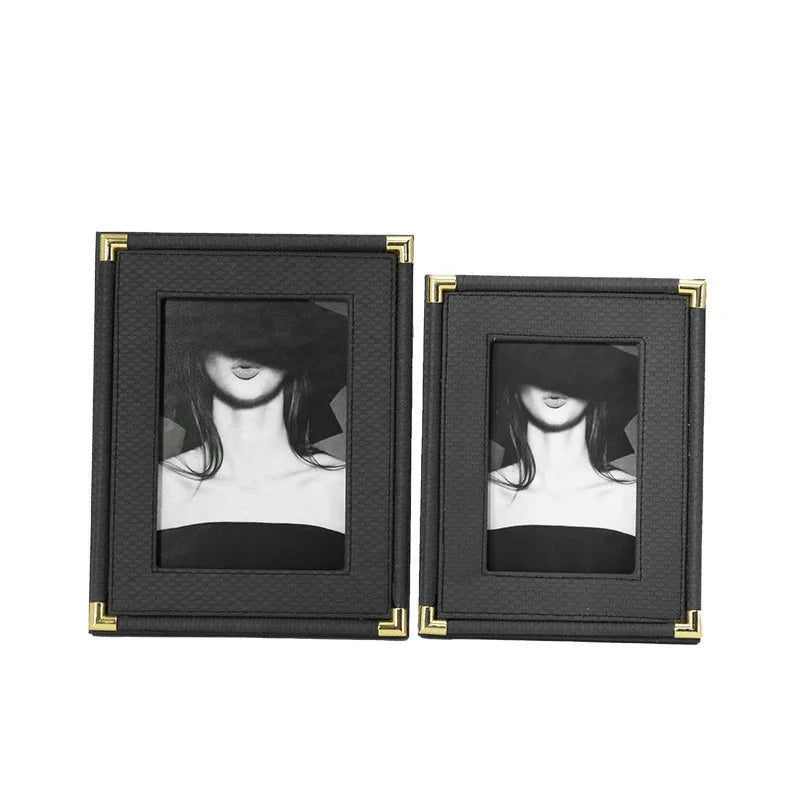Minimalistischer Leder Bilderrahmen – Stilvoller Desktop Fotorahmen für Moderne Wohn Dekoration Kaufschwan® Schwarz 10.2x15.2cm 6Inch