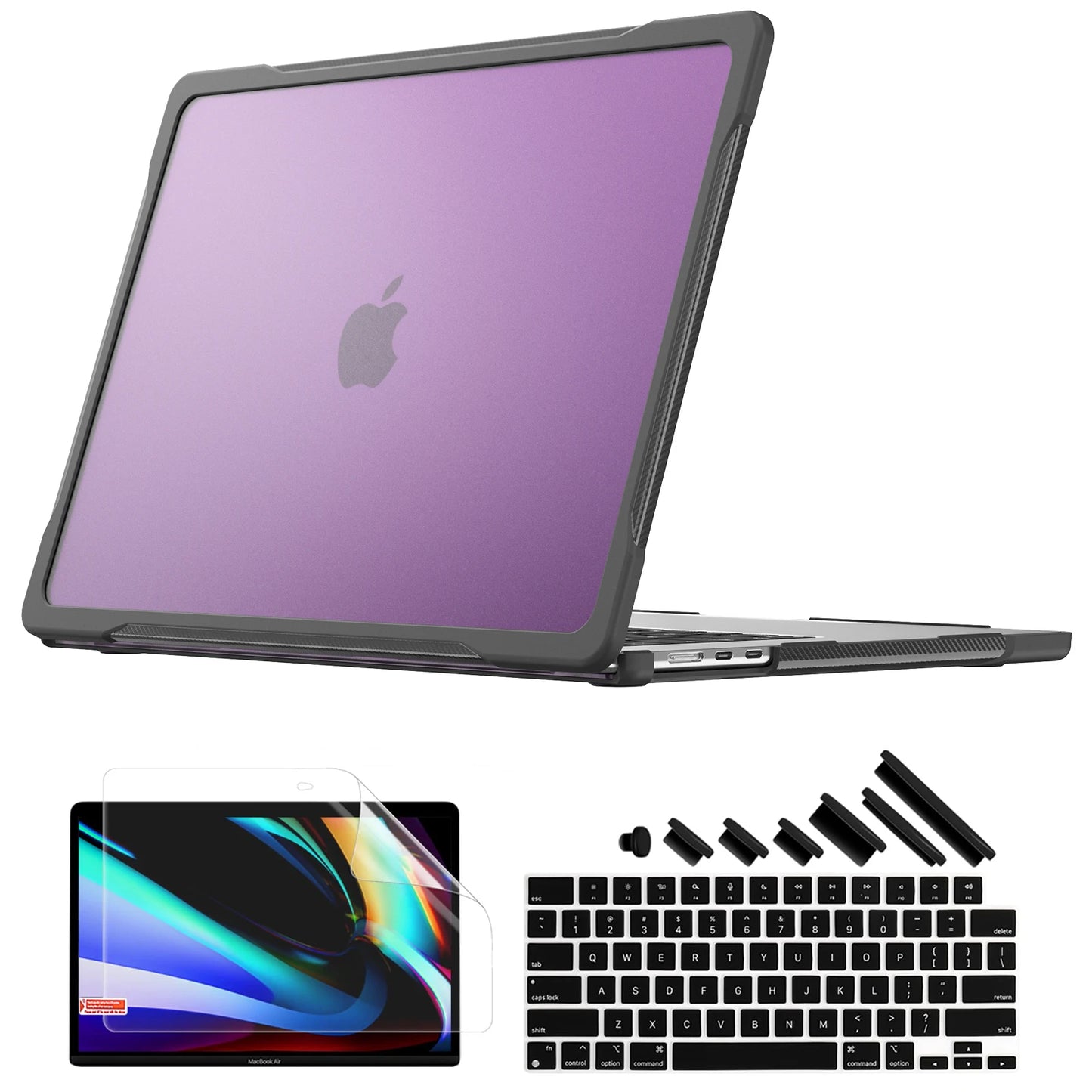 Laptop Hülle für MacBook Air 13.6/15 (M1 M2 M3 M4 2025) & Pro 14/16 – Stoßfeste Anti-Fall Schutzhülle Kaufschwan® Lila Air 13 A2337 A2179