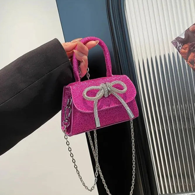 Bunte Schultertasche mit Schmetterlingsknoten – PU Leder Crossbody Ketten-Satchel & Handtasche für Damen Kaufschwan®