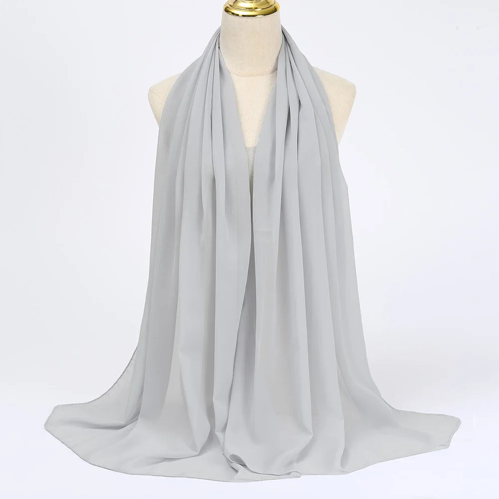 Muslimischer Chiffon Hijab Schal – Damen Langer Einfarbiger Kopf Schal | Eleganter Jersey Schleier & Modisches Umschlagtuch Kaufschwan®