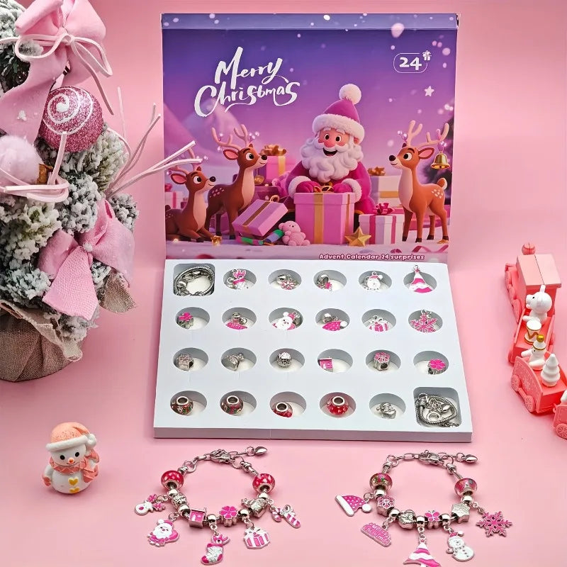 Schmuck-Adventskalender – 24-Tage-Weihnachtskalender mit Überraschungen & Bastelset für Selbstgemachte Armbänder