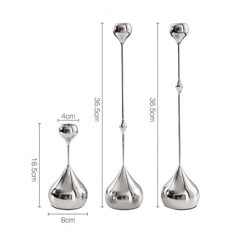 Silberner Metall Kerzenhalter – Romantischer Kunst Kerzenständer für Esstisch, Hochzeit & Fotografie Kaufschwan®