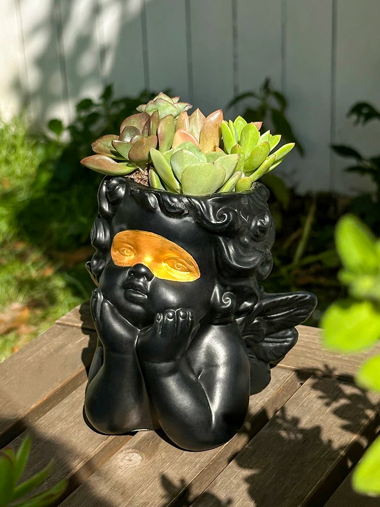Niedlicher Maskierter Engel Blumentopf – Dekorativer Sukkulenten Pflanzhalter | Balkon & Garten Dekoration Kaufschwan®