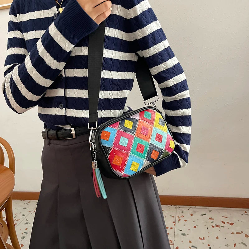 Kleine Bunte Ledertasche – Luxus Damen Handtasche, Crossbody & Schultertasche in Hochwertiger Verarbeitung Kaufschwan®