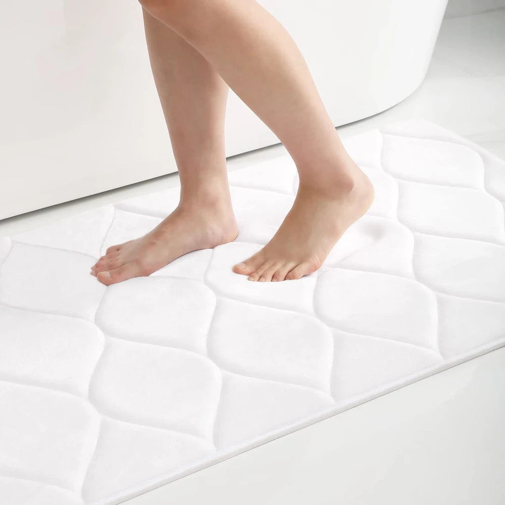 Homaxy Memory-Schaum Badematte – Weich, Rutschfest, Wasserabsorbierend für Bad, Dusche, Küche oder Boden Kaufschwan® Weiß 61CMx119CM