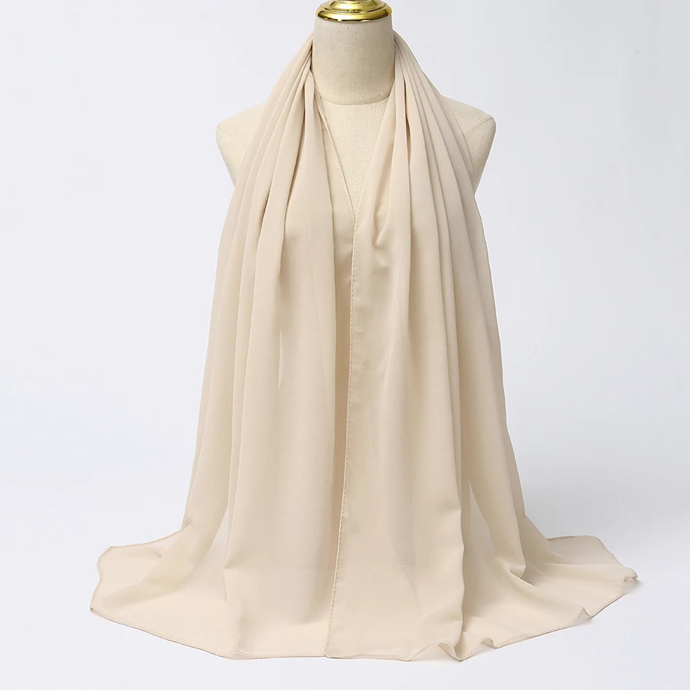 Muslimischer Chiffon Hijab Schal – Damen Langer Einfarbiger Kopf Schal | Eleganter Jersey Schleier & Modisches Umschlagtuch