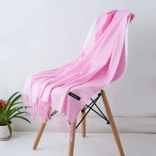 Damen Pashmina Schal | Weich wie Kaschmir | Warmer Winter Schal, Reise- & Büro-Accessoire Kaufschwan® Rosa 70x200CM