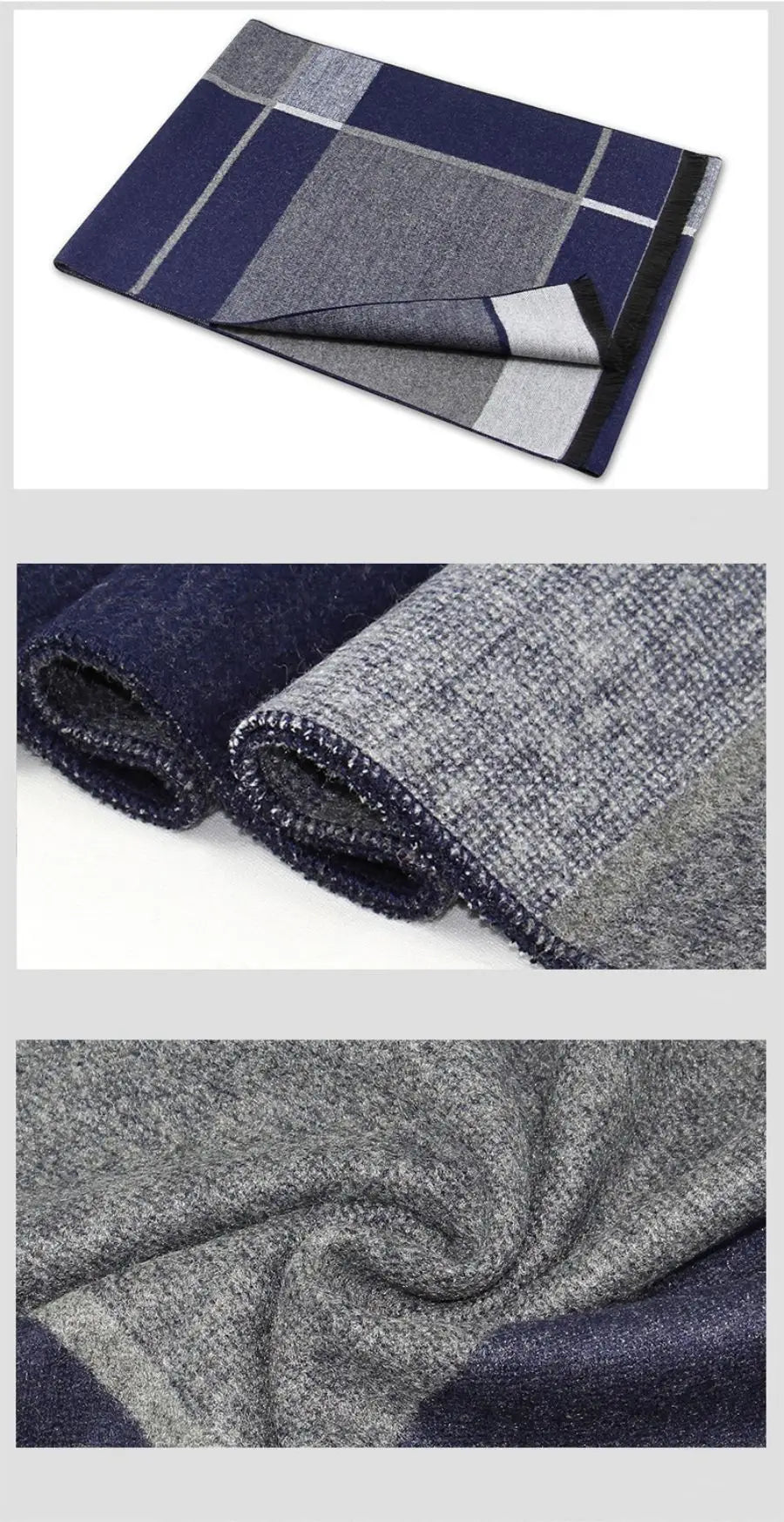 Winterschal für Herren | Karo Streifen & Paisley Jacquard | Beidseitiger Kaschmir-Imitat Halswärmer – Warm & Winddicht Kaufschwan®