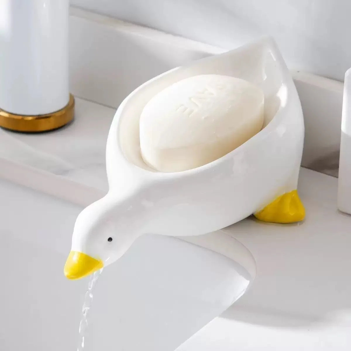 Süßer Seifenhalter in Entenform – Selbstentwässernde Kunststoff-Ablage für Bad & Waschbecken Kaufschwan® Weiß