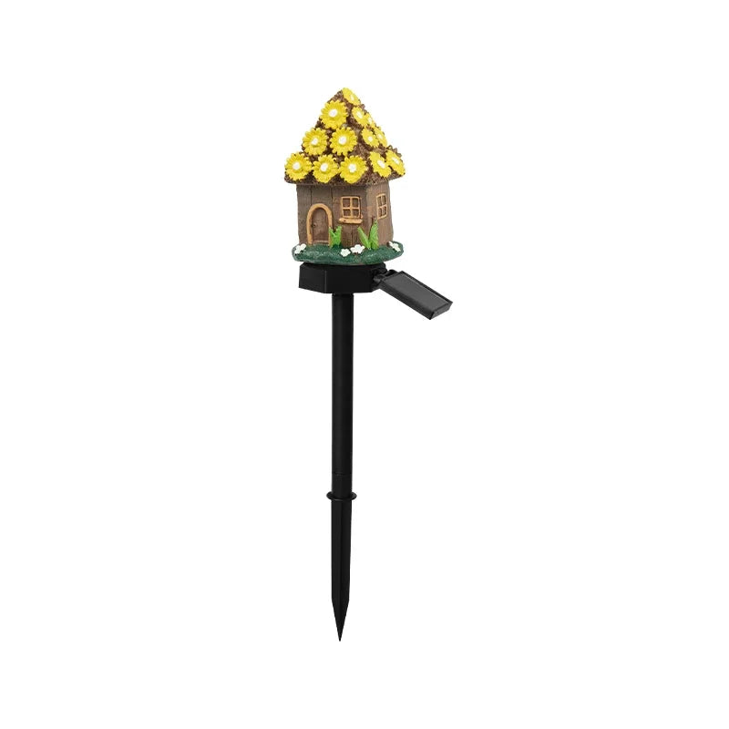 Solarbetriebene LED-Feehaus-Gartenleuchte – Miniatur-Resin-Hütte, Wasserdichte Außenbeleuchtung für Rasen & Weihnachtsdekoration Kaufschwan®