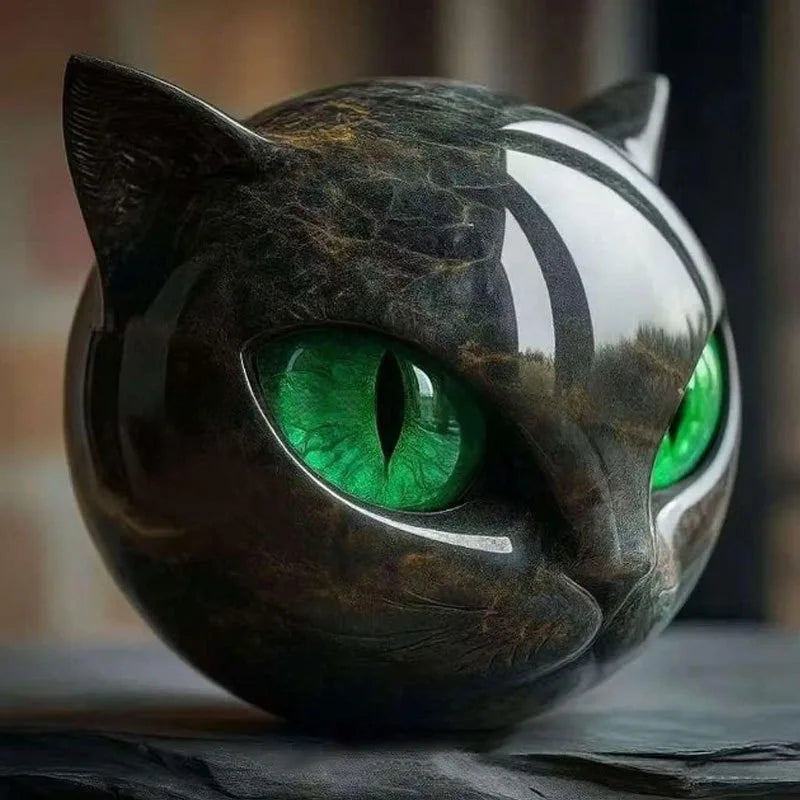 Schwarze Marmor Katzen Skulptur – Tischdekoration Katzenstatue für Zuhause, Fenster und Partys