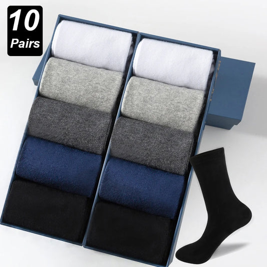 10 Paare Herren Kammbaumwollsocken | Schwarze Freizeit- & Businesssocken Atmungsaktiv Hochwertig Kaufschwan®