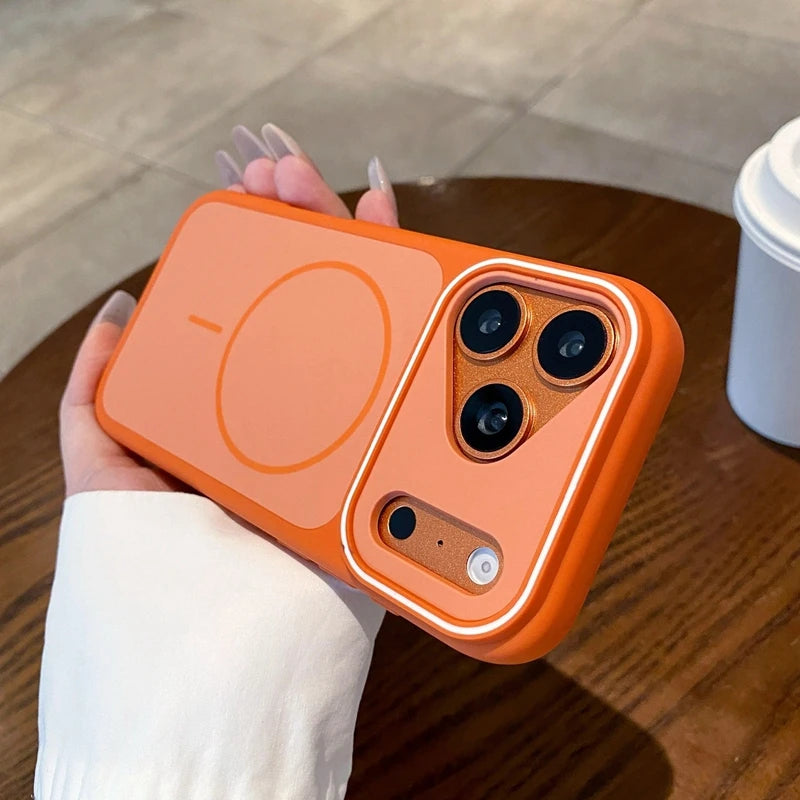 Hochwertige zweifarbige MagSafe-Schutzhülle für iPhone 18 Pro & iPhone 18 Pro Max – Stoßfeste Hülle mit schützendem Kamerarand Kaufschwan® Orange iPhone 18 Pro