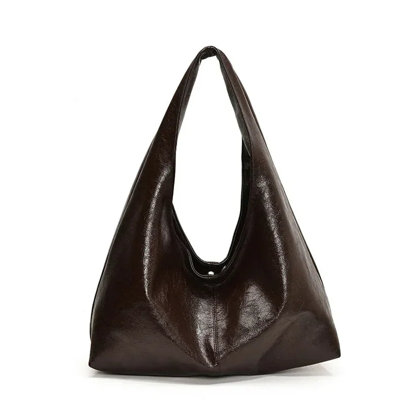 Große Schwarze Schultertasche für Damen – Hobo Shopper Tote | Weiche Leder Umhängetasche für Reisen & Alltag