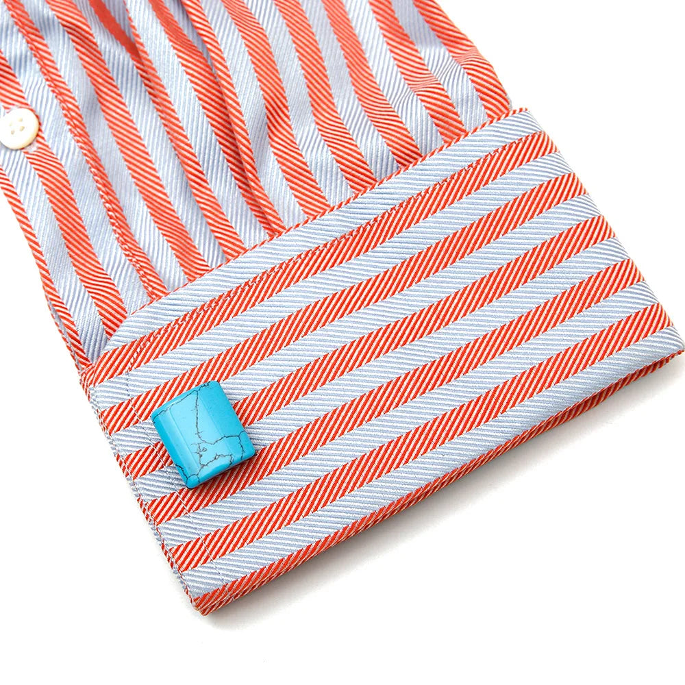 Herren Manschettenknöpfe mit Türkis Stein – Retro Quadrat Design | Edelstahl Luxus-Look für Hemd & Anzug Kaufschwan®