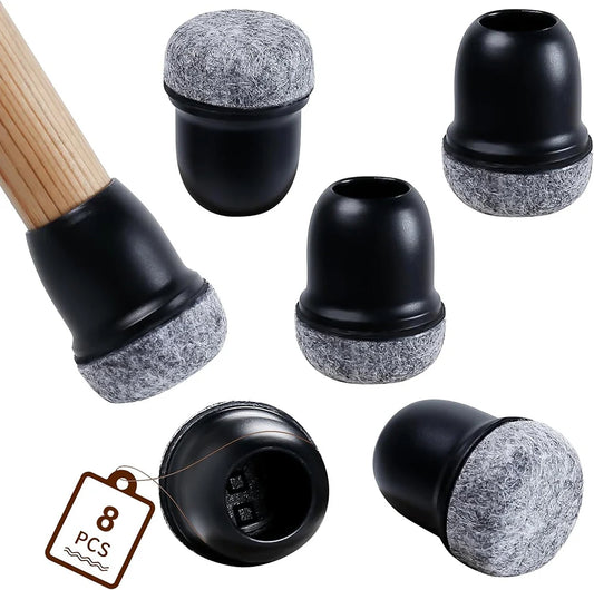8 Stück Stuhlbein Bodenschützer mit Filz – Silikon Diagonal Möbelbeinüberzüge mit Dicker Filzsohle | Tisch- & Stuhlbeinkappen zum Bodenschutz Kaufschwan® S -Rund-(14-19mm)