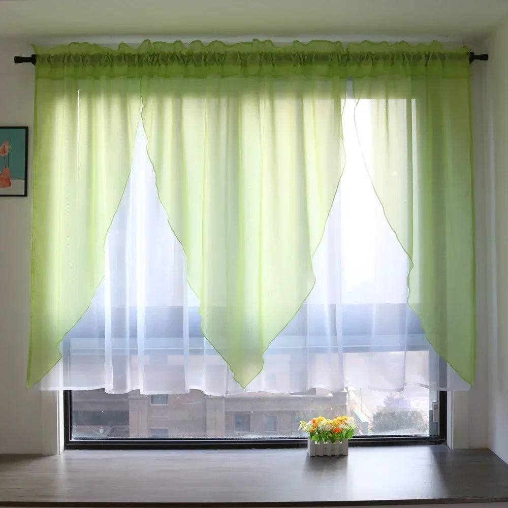 Einfarbiger Voile Transparenter Vorhang für Wohnzimmer Schlafzimmer Küche Balkon Fenster 2 Stück/Set Kaufschwan®