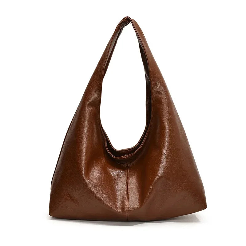Große Schwarze Schultertasche für Damen – Hobo Shopper Tote | Weiche Leder Umhängetasche für Reisen & Alltag
