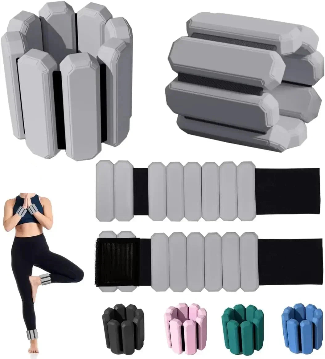 Verstellbare Hand- & Fußgewichte – Tragbare Fitnessarmbänder für Damen & Herren | Gewichte für Arme, Beine, Yoga, Laufen & Fitness Kaufschwan® 1 Paar - 2 Stück - 450 g - grau