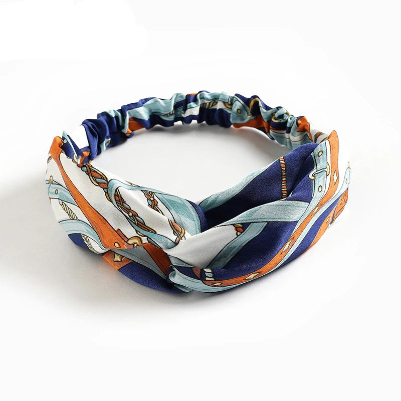 Haarreif mit Print – Vintage Sommer Turban-Haarband für Damen & Mädchen Kaufschwan® Marineblau 2