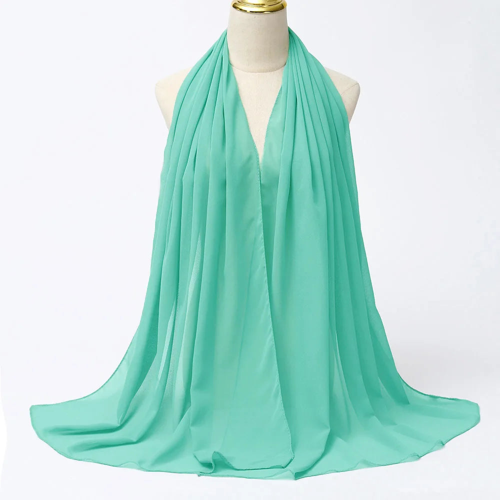 Muslimischer Chiffon Hijab Schal – Damen Langer Einfarbiger Kopf Schal | Eleganter Jersey Schleier & Modisches Umschlagtuch