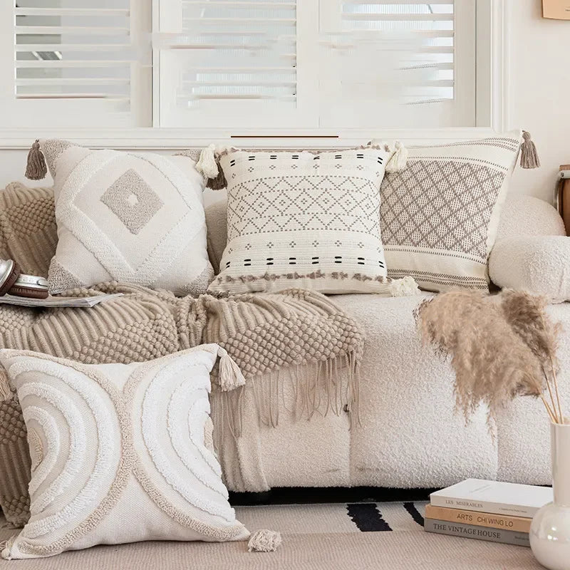 Verschiedene Kissenbezüge | Geometrisches Halbkreis Häkel-Dekokissenbezüge für Sofa & Wohnkultur Kaufschwan®