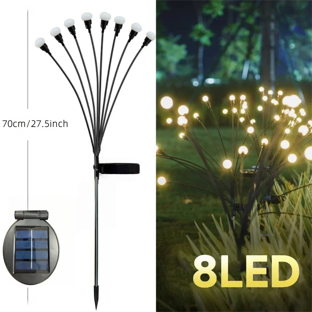 Solar Garten Glühwürmchen Lichter – Neue verbesserte solarbetriebene wasserdichte Außenbeleuchtung für Garten Dekoration Kaufschwan® 8er Warm-LEDs 1 Stück