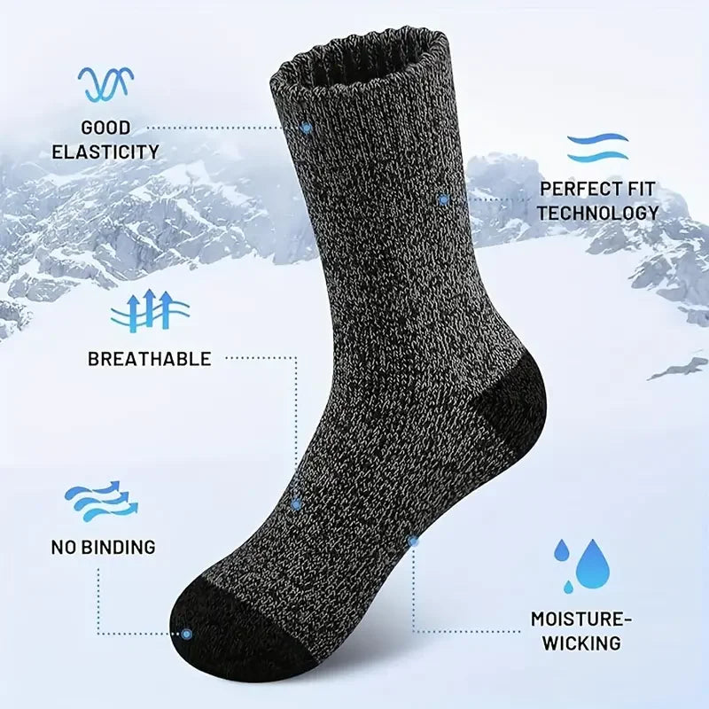 5 Paare Herren Merinowollsocken | Extra Dicke Thermo-Wandersocken für Kaltes Wetter Kaufschwan®