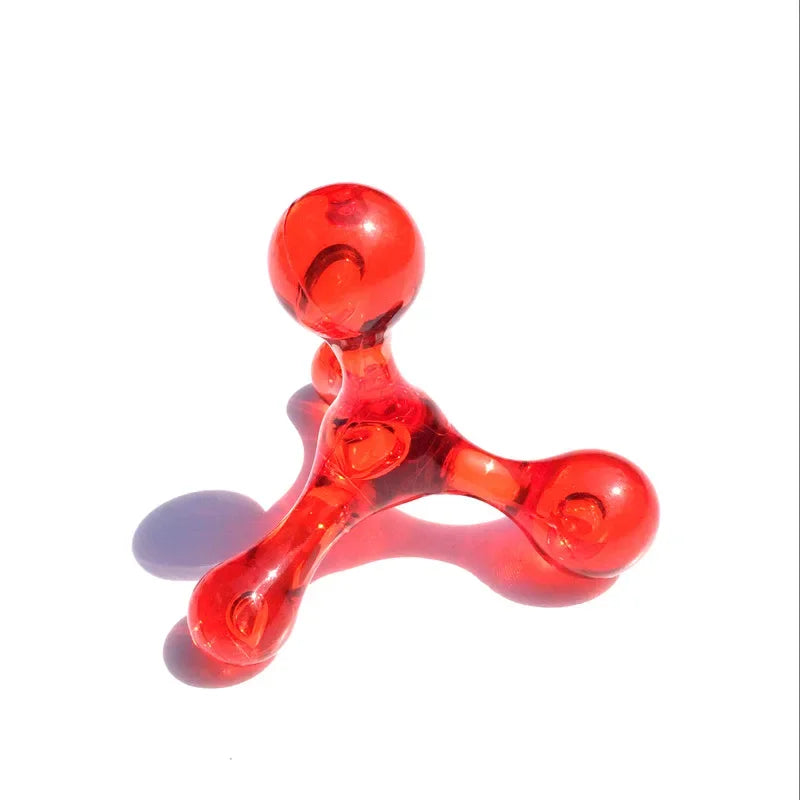 4-Kugel Mini-Handmassager | Akupressur-Werkzeug für Arme, Rücken, Beine, Kopf & Füße | Entspannung & Ödem-Fett-Reduktion Kaufschwan® Rot