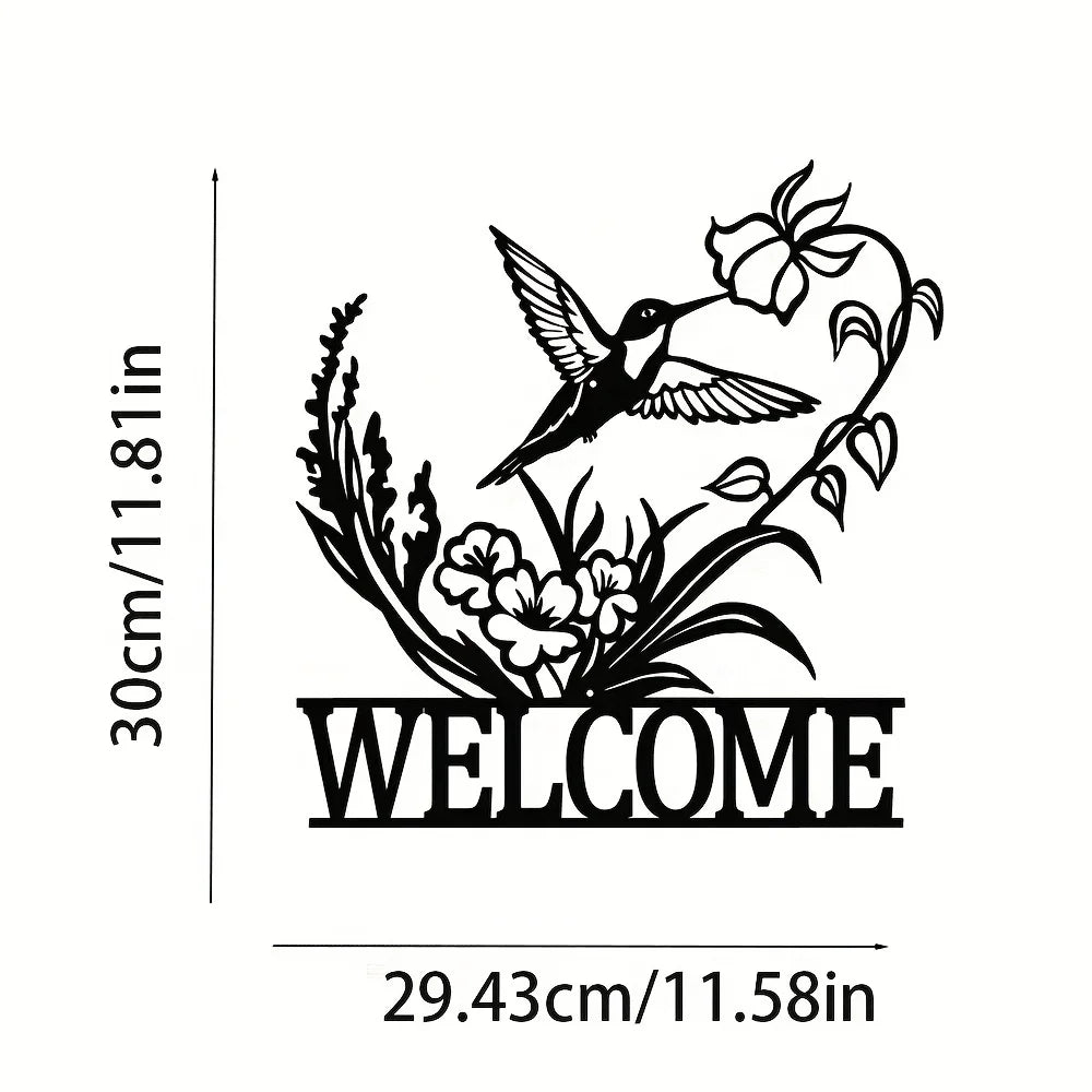 Minimalistische Metall Welcome Schilder – Eule, Schmetterling & Kolibri Wanddeko Kaufschwan® Design 1