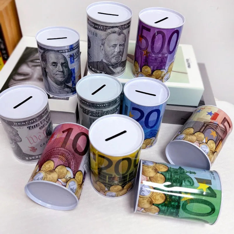 Zylindrische Euro Design Blech Sparbox – Wiederverwendbare Münz Aufbew – Kaufschwan®
