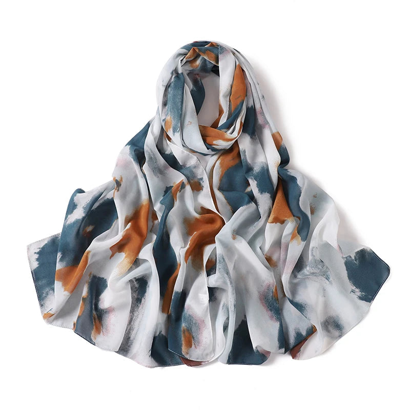 Sommer Boho Chiffon Hijab – Leopard & Aquarell Muster | Ultraleichter Atmungsaktiver Muslimischer Schal für Strand & Reisen Kaufschwan®